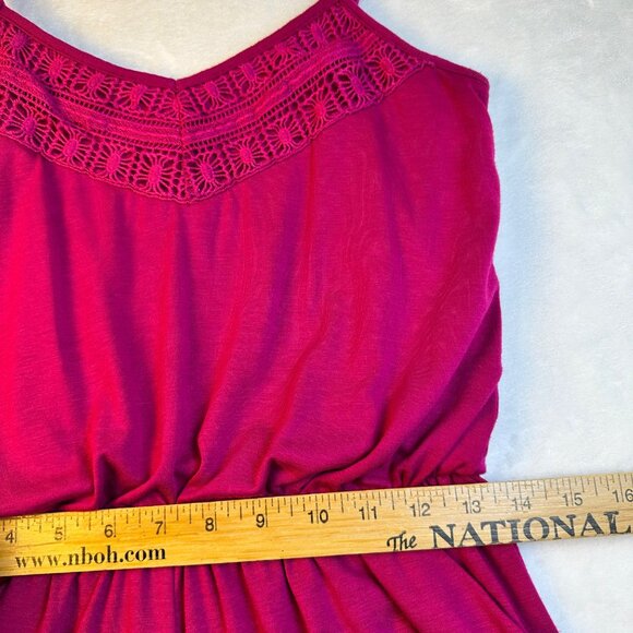 Xhilaration Womens Pink Sleeveless Romper Sz S Crochet-Pockets Comfy Feminine - Picture 7 of 12